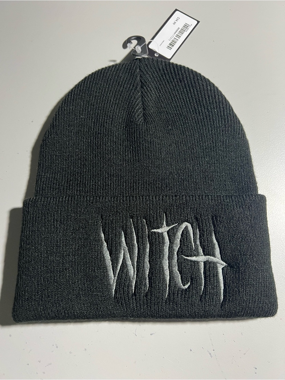 BlackCraft Cult WITCH Black Knit Beanie | Gray Embroidered | Gothic NWT